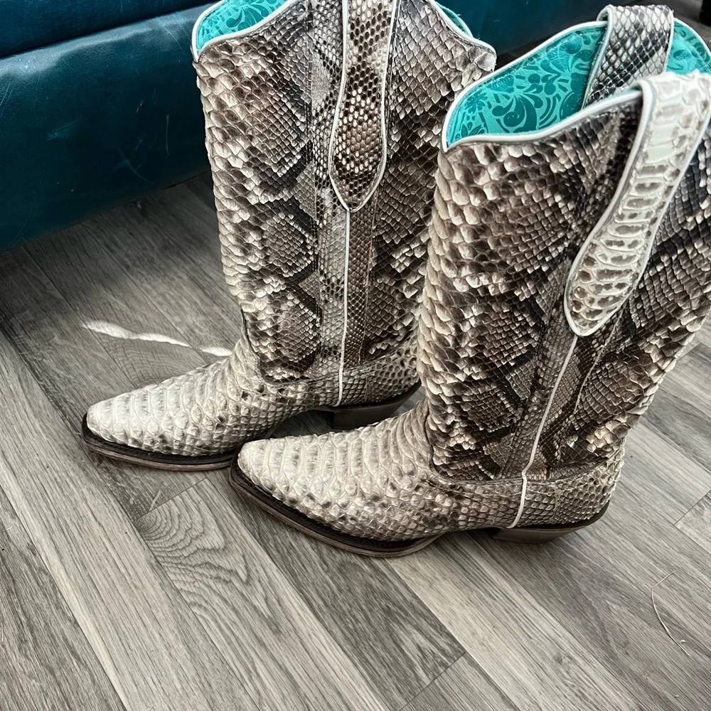 Corral Natural Python Boots Size 8 - Picture 5 of 8